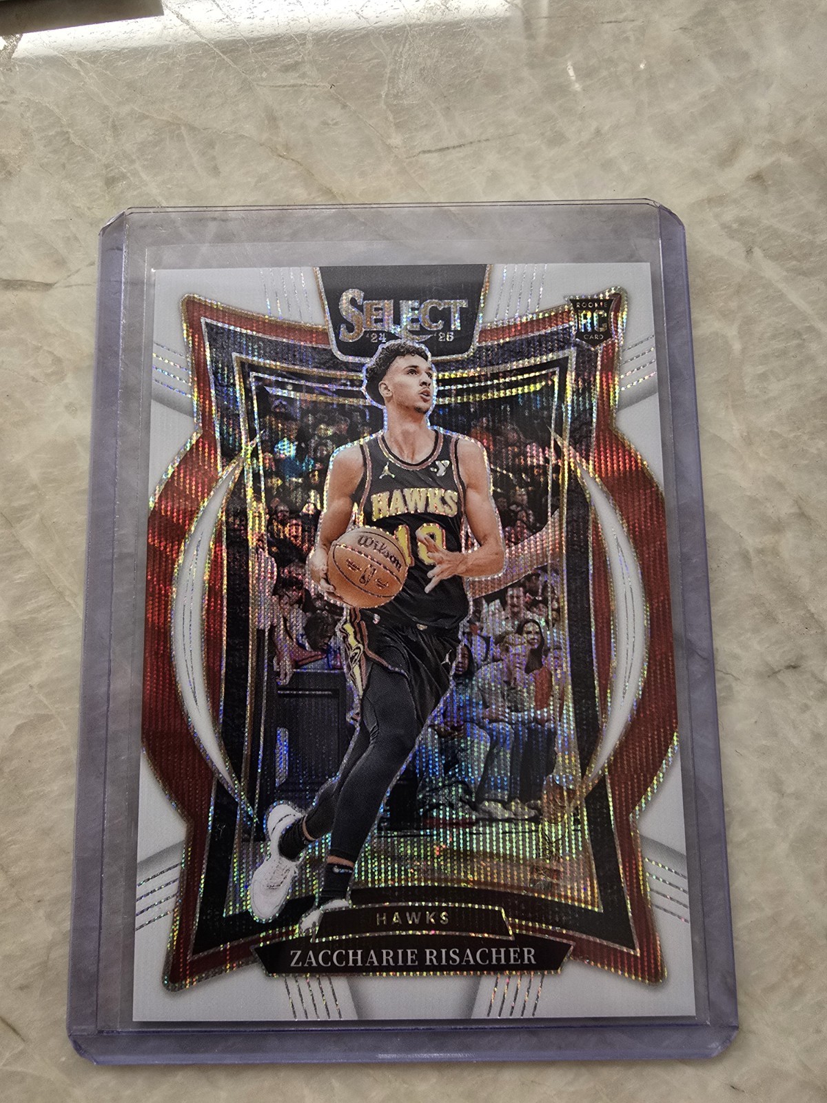 2024-25 Select Zaccharie Risacher Concourse RC White Wave Prizm /99 Hawks