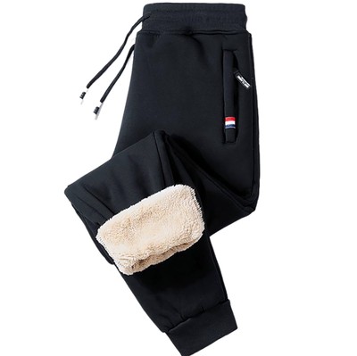 Dicke Fleece Hose Herren Winter lose Fit lange Jogginghose warm