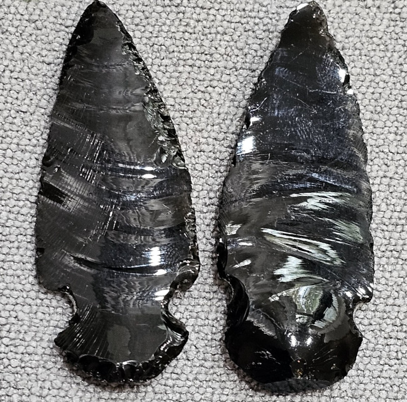 Black Obsidian Arrowhead Set Of 2 Estate Find