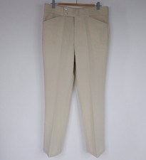 Vintage 70s Farah Mens Pants 34 X 30 Tan Beige Straight Leg Slacks Disco