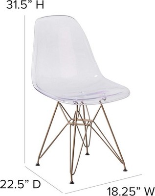 2 Pack Eames Chair Eiffel Tower Golden Base Ghost Chair