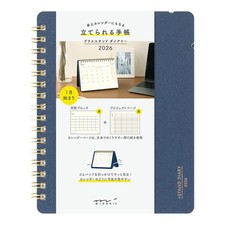 Midori Plus Stand Diary Planner, 2026, B6, Monthly, Navy Blue, 22395006