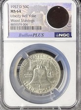 1957-D Franklin Half Dollar NGC MS 64 Liberty Bell Yoke Shavings