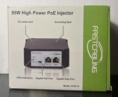 FASTCABLING High Power PoE Injector 95W for Mesh Network