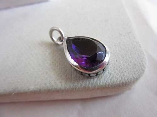 925 silver pear shaped amethyst charm/pendant