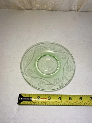 Uranium Green Floral Depression Saucer