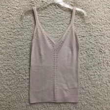 Banana Republic Tank Top Shirt Small Adult Pink Merino Wool V Neck Ribbed Womens