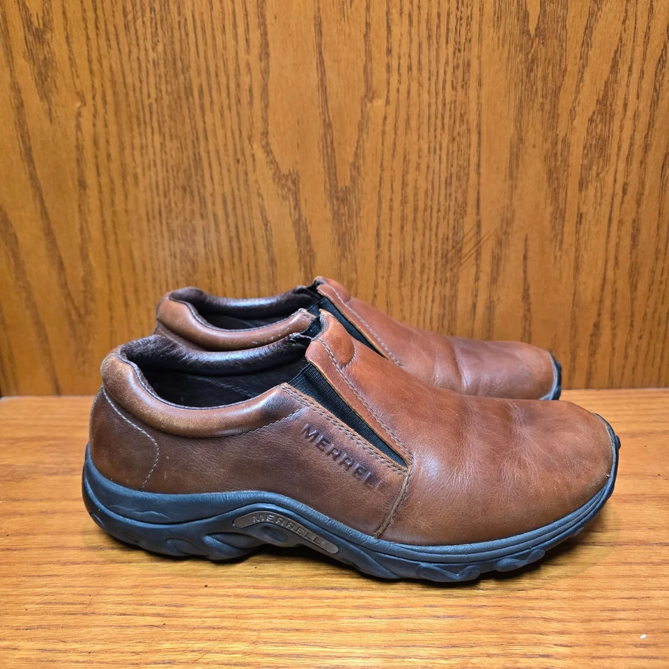Zapatos Mocasines Merrell Jungle Moc Cuero Marrón Caoba Sin Cordones Talla 9 Foto 3 de 4