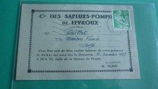 SAPEURS POMPIERS DE LEVROUX 36 INDRE / INVITATION BAL 1959