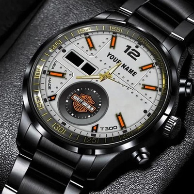 Personalized Harley Motor Racing Davidsonn Black Stainless Steel Watch For Men