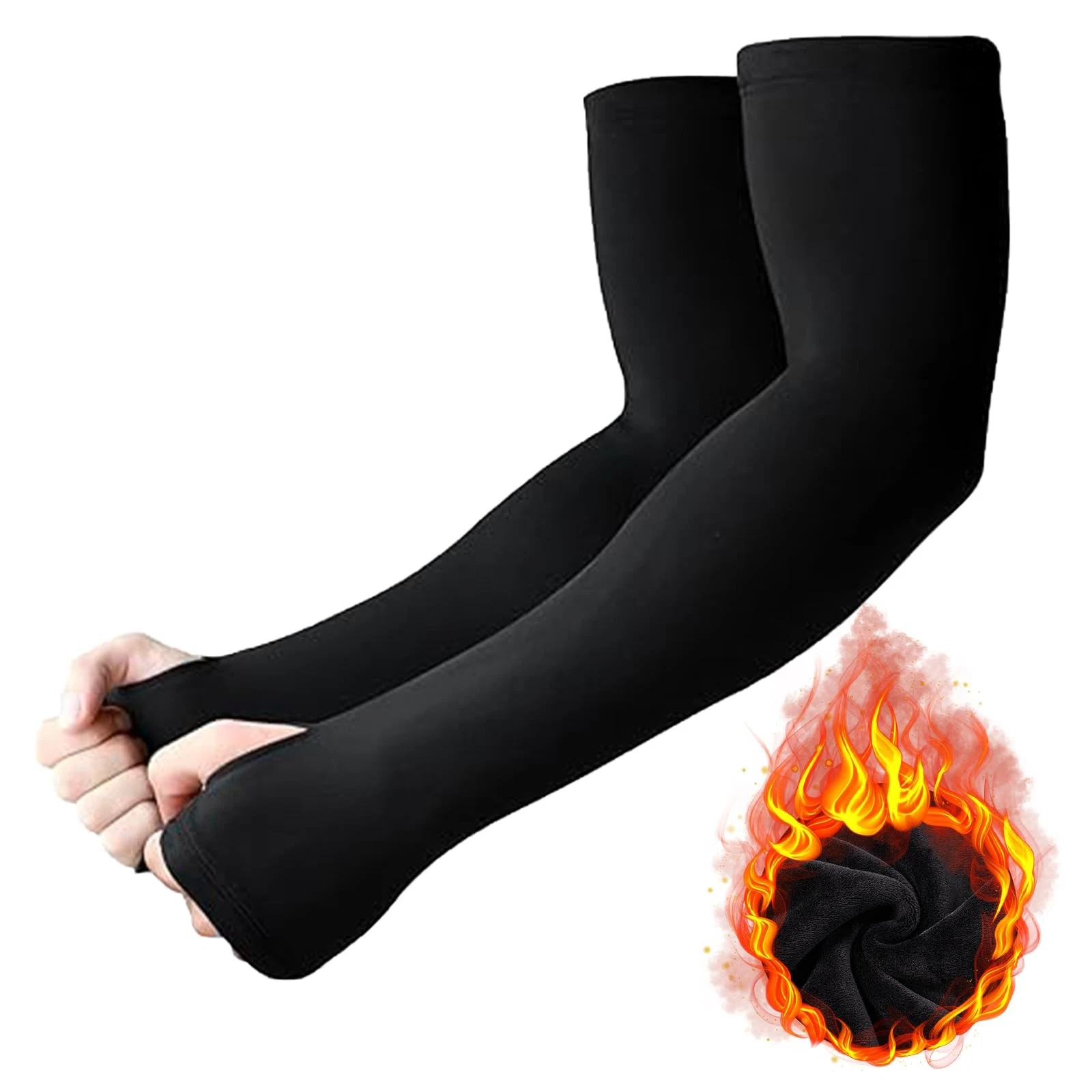 Long Arm Warmers, Arm Sleeves Winter for Men and Women, Black Arm Sleeves...