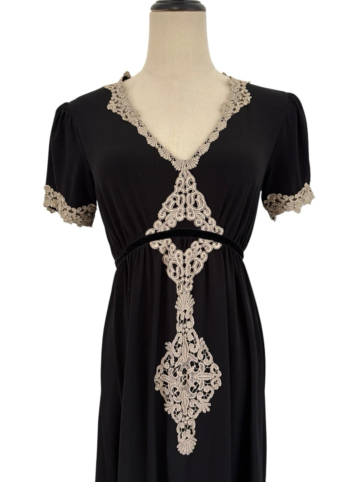 UNDERCOVER Abito babydoll vintage anni 90 mods internazionale M nero pizzo boho stravagante gotico Y2K