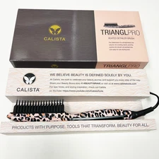 Calista TrianglPRO Triangl Pro Heated Hair Detailer Brush CHEETAH PRINT NEW