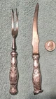 Antique Gorham repousse sterling handle 2-piece carving set, c.1800s