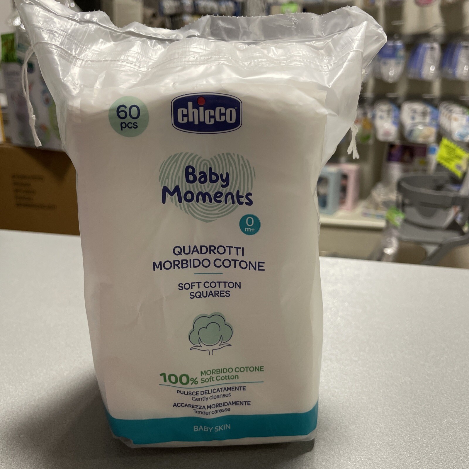 Chicco Baby Moments Quadrotti In Cotone 60 Pezzi