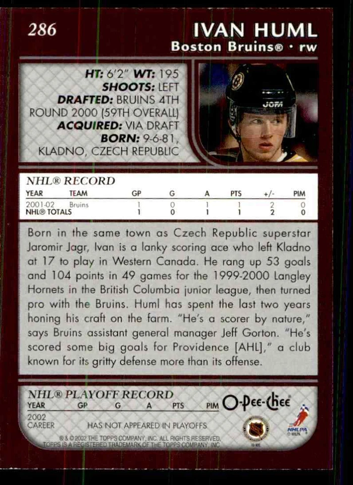 2002-03 O-Pee-Chee Ivan Huml #286 - Image 2 of 2