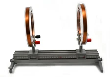 Helmholtz Coils on base. 400 turns of copper wire on 150mm diameter form