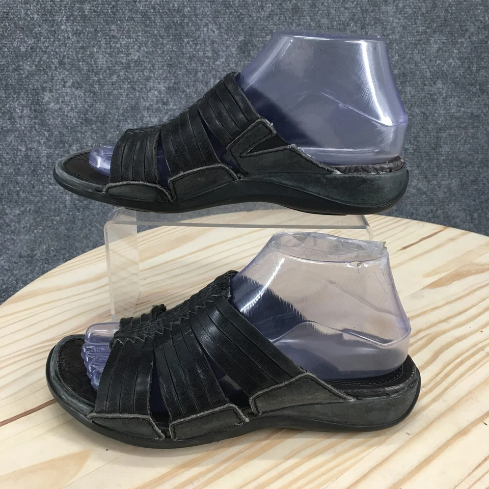 Ariat Sandals Womens 7 B Costa Casual Slip On Huarache Slides Black Leather - Image 2 of 4