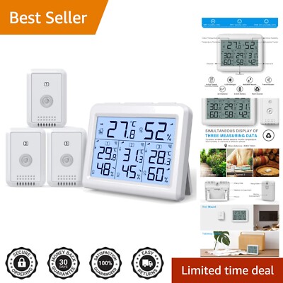 Effortless 3-Channel Hygrometer and Thermometer with Backlight and LCD Display