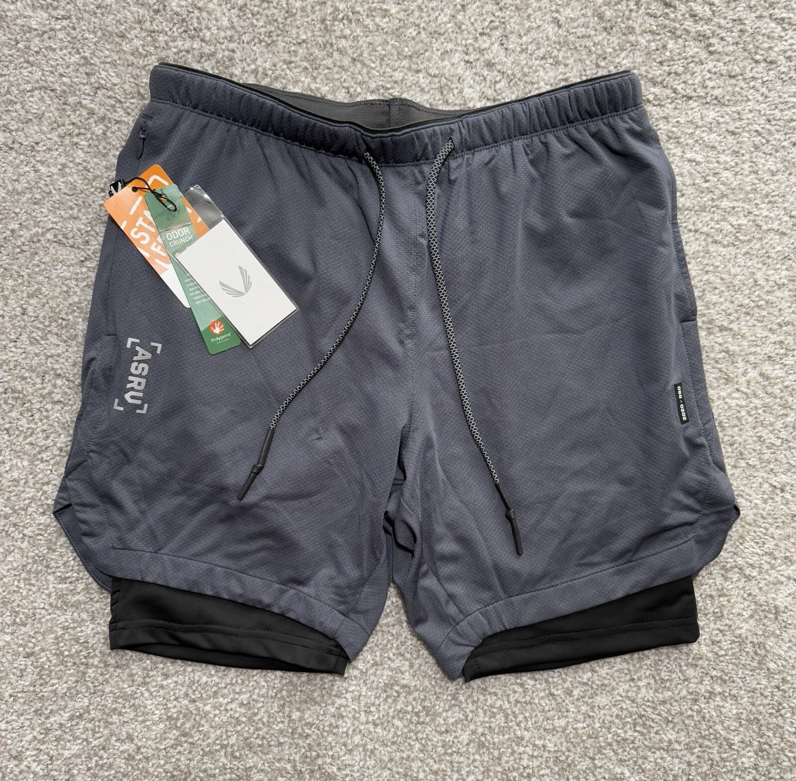 ASRV Sportswear Mens half liner legging running compression Shorts gray SzS 0202