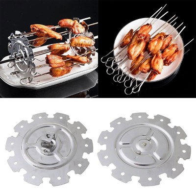 Metal Edelstahl Roaster Rotisserie Skewers Needle Cage Oven Kebab Maker Grill DE