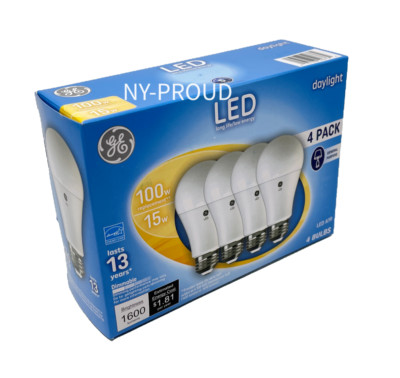 GE LED Daylight A19 Light Bulbs 100 Watt Replacement 1600 Lumens Indoor  4-Pack