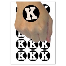 Letter K Uppercase Fun Bold Font Temporary Tattoo Water Resistant Body Art Set
