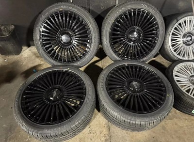 22'' GLOSS BLACK MANSORY STYLE RANGE ROVER WHEELS RIMS TIRES  VELAR 5x108