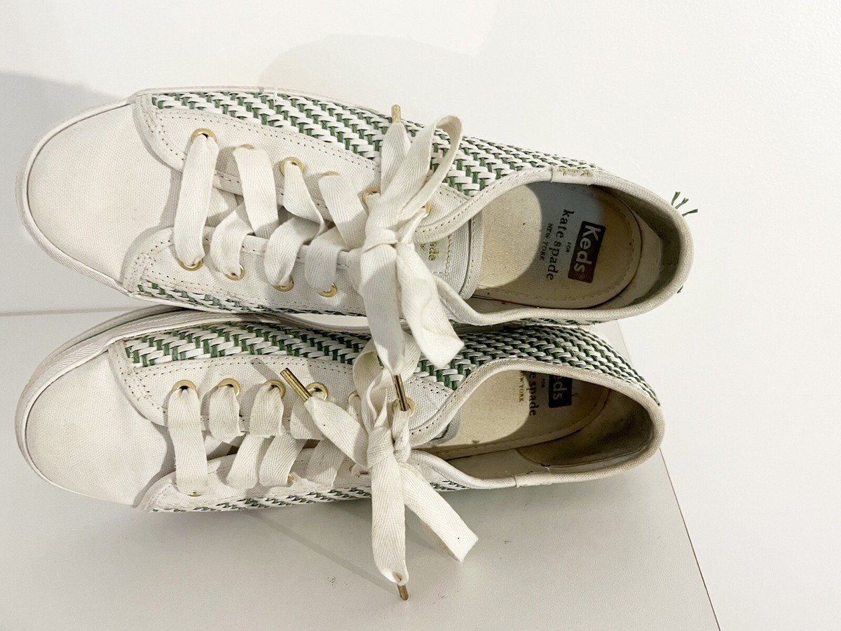 KEDS KATE SPADE Women's Triple Up Platform Woven Weave White