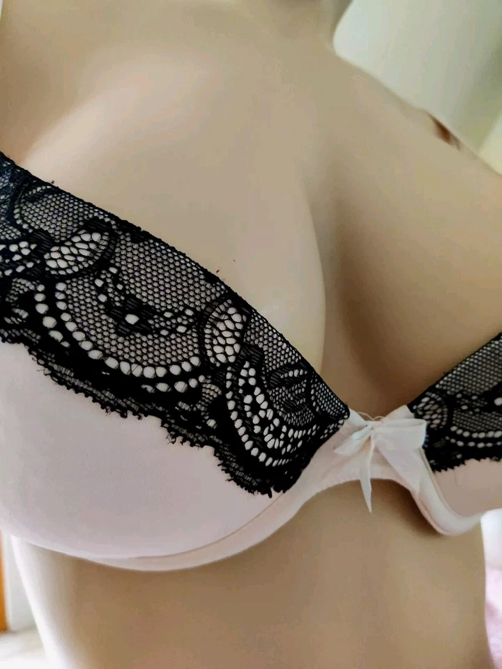 Bügel BH mit Spitze von Hunkemöller schwarz/weiß Gr.75D w. NEU - Bild 4 von 4