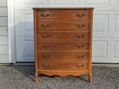 Vintage Dixie Furniture French Provincial Maple High Boy Dresser, 880-7 Chest - Picture 2 of 23