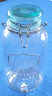 Cold Drink Quality Glassware Glass Suntea Jar With Glass Lid ~NEW~