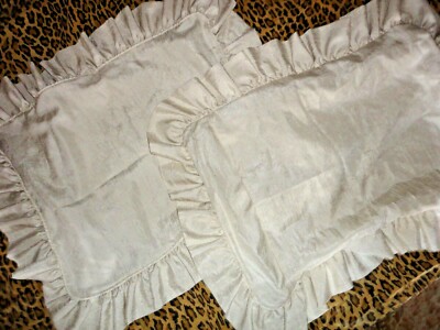 CROSCILL PARFAIT LINEN CRINKLED RUFFLED (PAIR) STANDRD PILLOWS SHAM 21 X 27