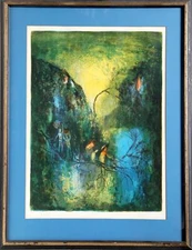 Lebadang (aka Hoi), Crossing Bridge, Lithograph, signed Hoi and numbered in penc