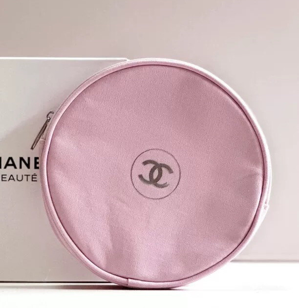 GWP Chanel Baby Pink Round Pouch Makeup Bag with Chanel Paper Bag