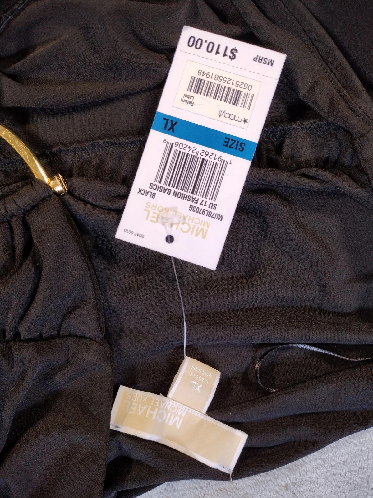 Abito da cocktail nero elasticizzato monospalla Michael Kors taglia XL nuovo con etichette