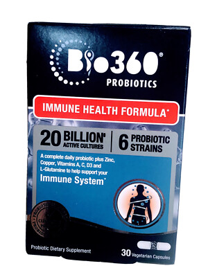 New-Bio360 Probiotics Immune System Probiotic Dietary Supplement. 30 Veg. Caps.