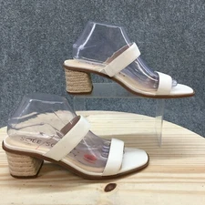 Sole Society Sandals Womens 9.5 M Lunespa Slides White Faux Leather Casual Heels