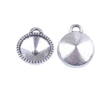 30PCS Tibetan Silver 12mm Rivoli Twisted Round Charms Settings