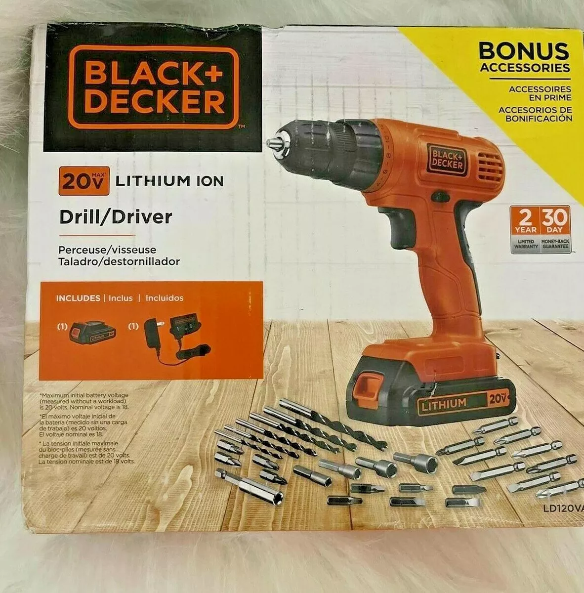 BLACK+DECKER 20V Max Cordless Drill Driver with 30 pcs Accessories LD120VA