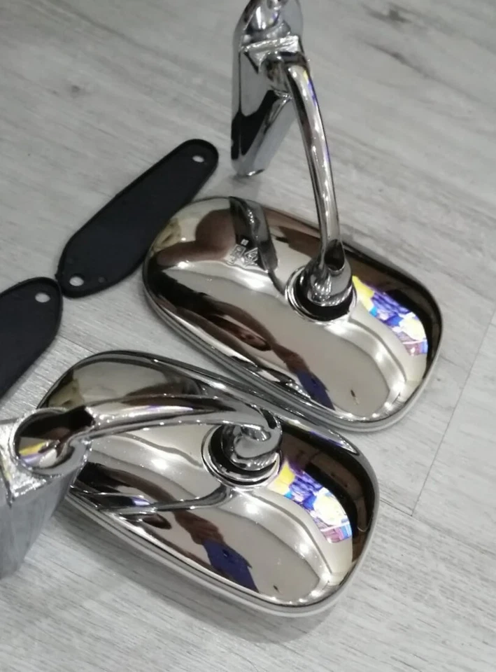 PARA FIAT 1100 1500 131 128 125 124 Cromo Guardabarros/Espejo Espejo Puerta Par Borde Curvo Nuevo Foto 3 de 4