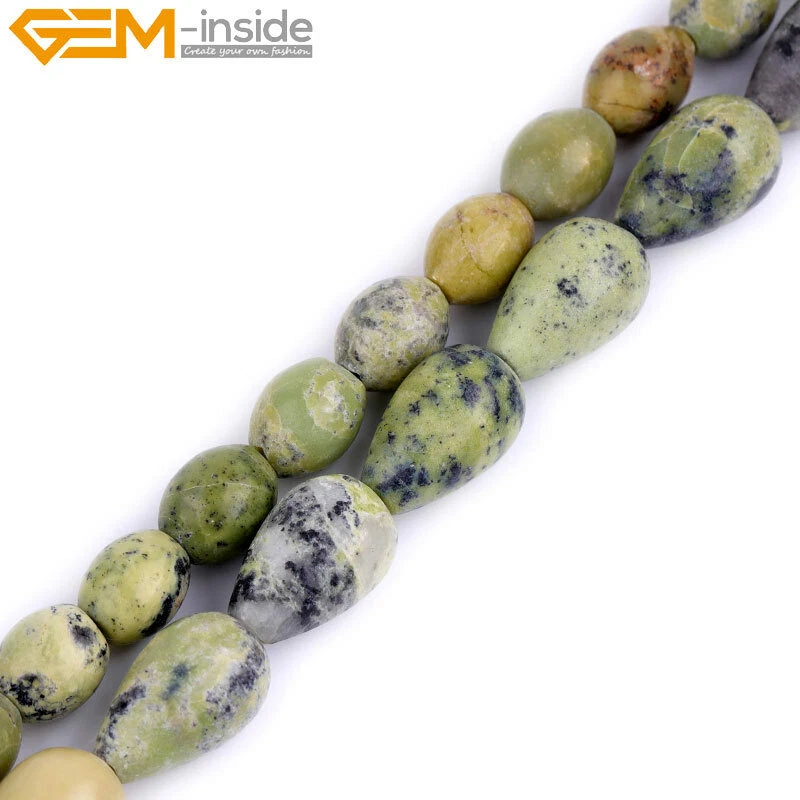 Natural African Green Turquoise Gemstone Beads For Jewelry Making 15" Teardrop