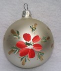 BEAUTIFUL ITALY HAND PAINTED FLOWERS GOLD GLITTER GLASS CHRISTMAS TREE ORNAMENT — photo 2
