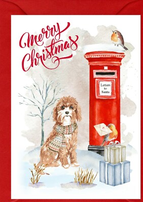 Cavapoo / Doodle Hund A6 (4'' x 6'') Weihnachtskarte (innen leer) von Starprint