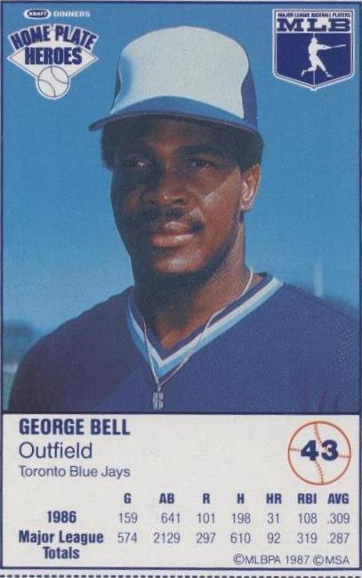 1987 Kraft Home Plate Heroes - George Bell #43 - 1 of 1