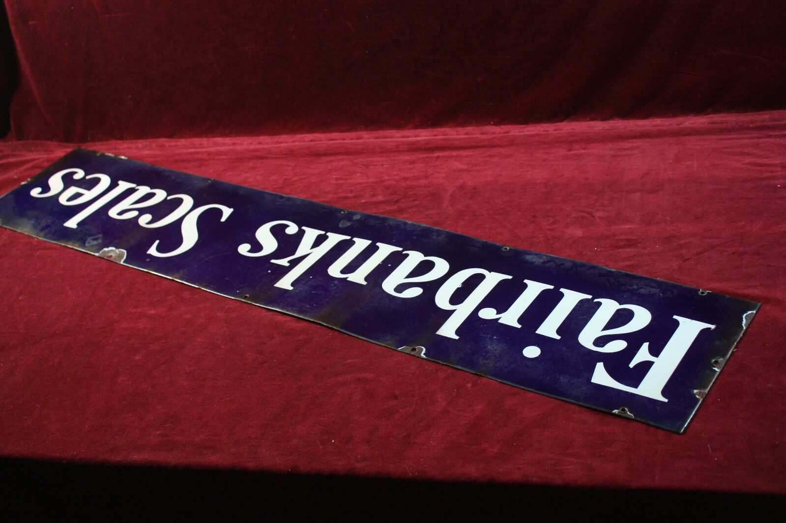 ANTIQUE FAIRBANKS SCALES PORCELAIN SIGN COBALT BLUE 19001910 BURDICK SIGN CO. eBay