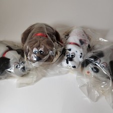 Pound Puppies 1987 LOT OF 4 Tonka 7 White Black Gray Brown In Plastic Bag