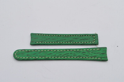 EBEL 1911 LEDER ARMBAND 15MM FÜR FALTSCHLIESSE 12MM VINTAGE NEU UNGETRAGEN GRÜN