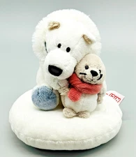 Nici Polar Bear Holding Baby Seal Animal Plush Stuffed Animal 6 inch