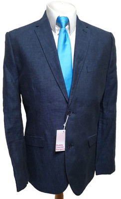 H&M Herren Leinen Sakko Blazer Slim Fit 44''R dunkelblau